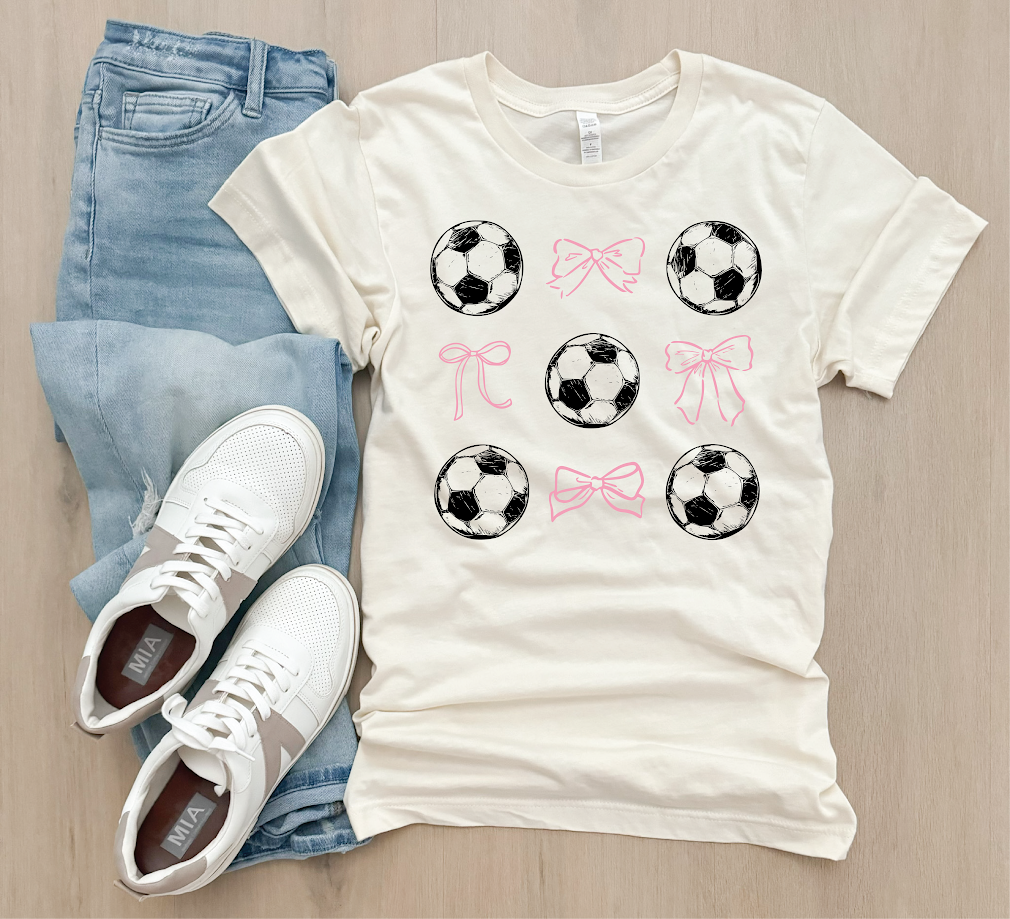 Soccer Ball & Bow Adult Tee