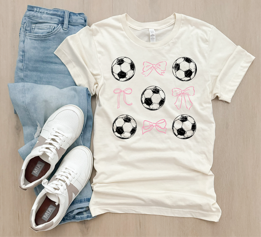 Soccer Ball & Bow Adult Tee
